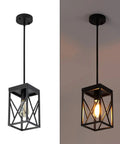 Black Industrial Pendant Light With Durable Metal Cage, One Light, Adjustable Rods, Ideal For Kitchen Island, Cafe Bar Or Farmhouse Decor, Swivel Canopy For Vaulted Or Sloped Ceilings, Cool Yet Rugged Look