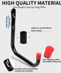 Top Tier Heavy Duty Steel Garage Hooks Wall Mounted Tool Storage Rack For Ladders Bikes And Yard Gear with red rubber tips.