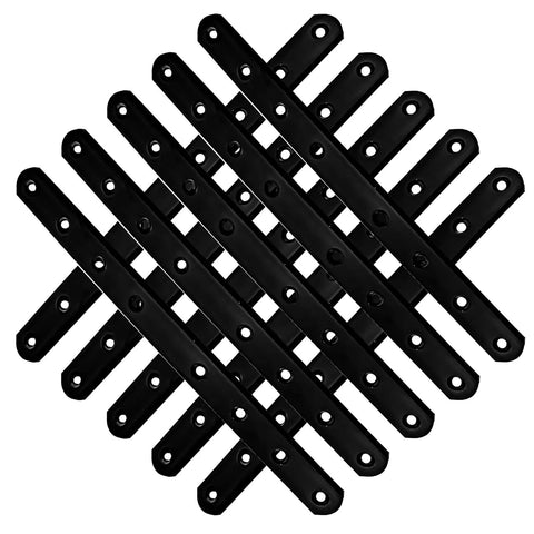 12 Pack Heavy Duty Black Straight Mending Plates 10 Inch 250mm Metal Brackets for Woodwork and Furniture Support