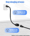 NEMA 5-15 and NEMA 6-20 plugs for Tesla Level 1 And 2 Home EV Charger With 16A 120V/240V, 21Ft Cable, Portable Travel Wall Charger.