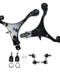 Front Lower Control Arm Kit With Ball Joints For 2002 2003 2004 2005 2006 CR V SUV Suspension Kit Left And Right Sway Bar Links 6 Piece Set Bolt On Direct Fit Replacement With Premium Ball Joints And Durable Arms For Smoother Handling. Black steel front lower control arms and ball joints for Honda CR-V suspension repair kit
