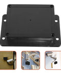 Beefy Black Plastic Waterproof Electrical Junction Box 115x90x55mm With Mounting Ears Indoor Outdoor Electronics Enclosure Control Panel Protection Case Heavy Duty DIY Box Weatherproof Rugged shown with security cameras.