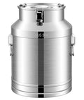 Heavy Duty 12-68 Gallon Stainless Steel Storage Bucket with Sealed Lids for rice, grains, or milk, featuring dual side handles.