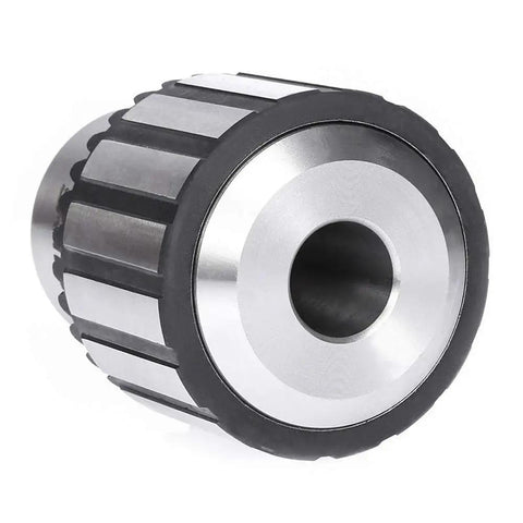 Top Shelf Heavy Duty 5/8 Inch Drill Chuck Kit Featuring K32 Tightening Key And Mt2 Taper Arbor forged steel chuck close-up view.