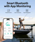 Smartphone displaying app monitoring for Rock Hard 12 Volt 100 Amp Hour Lithium Iron Phosphate Battery for Marine and Trolling Motors.