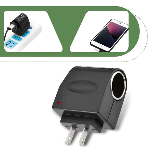Direct Replace Car Cigarette Lighter Socket Power Inverter Plugs Straight Into Your Dash 12V Dc To 220V Ac Adapter shown in black.