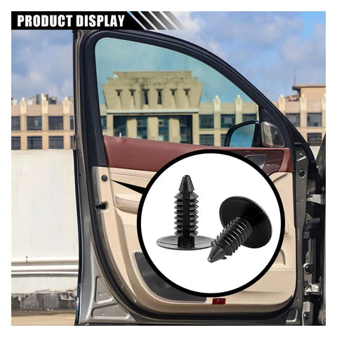 200Pcs Car Plastic Trim Rivets Push Clip Fasteners Kit For Fenders And Bumpers Universal 7 Mm Hole Large Head shown by car door