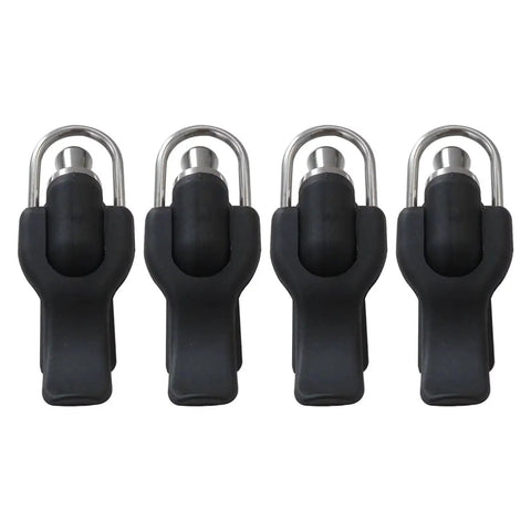Powerful 4X Fishing Cannon Bait Launcher for Faster Fish Catch, side view of four black and silver easy-to-use casting tools.