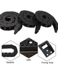 Vorn 2.4 350 3D Printer Cable Chain Set Open Tank Drag Chains, 2 Pieces 10x11mm, 1 Piece 10x15mm, Black PA66 Nylon, 3-Hole Mount