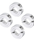 Four Pack Heavy Duty Double Split Clamp On Shaft Collar For One Half Inch Shaft Two Piece Clamping Collar One And One Eighth Inch Outside Diameter Thirteen Thirty Second Inch Thick Aluminum Alloy Set Screw Split Collar Clamp, four silver collars