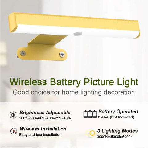 4 Pack Wireless Picture Light With Remote Battery Operated Wall Sconces For Wall Decor Three Color Temperature Dimmer