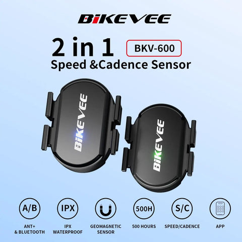 Cadence and Speed Sensor for Cycling With Dual Mode RPM Tracking, Wireless Bluetooth and ANT Plus Connectivity, black sensors.