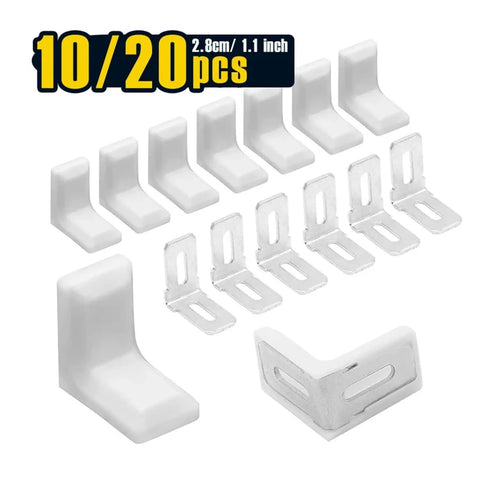 20 Pcs Metal And Plastic L Shaped Angle Brackets Set For DIY Projects Sturdy Corner Supports
