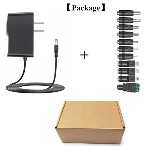 5V 1A Universal AC Adapter Power Supply Cord With 11 Interchangeable Plug Tips For Baby Monitors Cameras Raspberry Pi Swing USB Type C 5V Wall Charger 6ft, black