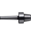 Badass Wood Lathe Drive Center 4 Piece Set With 1MT Mount Featuring Sleek Spur Driver And Smooth Rolling Live Center side view of spur driver