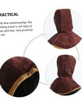 Five Pack Cowhide Welding Hood Cap And Neck Drape For Welders And Metalworkers, detailed view of stitching and material
