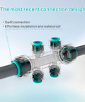 6 Way Plug And Play Quick Connector 12 To 6mm Drip Irrigation Kit demonstration with transparent connection design