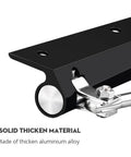 Close-up of Adjustable Door Closer With Auto Spring Soft Close, Quiet, Easy Install Indoor Door Hardware in black compact steel.