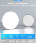 13 Inch Flush Mount LED Ceiling Light Fixture With 5CCT Dope Color Temperature, dimmable 24W round design comparison of two lights