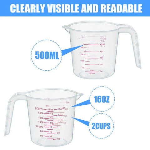 Three Pack Measuring Cups Set 250ml 500ml 1000ml BPA Free Non Toxic Durable Kitchen Tools with clear markings and easy grip