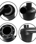 Kickass Heavy Duty Dust Collector Separator For Shop Vacs With Hella Tough Dual Filters And Wild Turbo Suction Power built for gnarly woodworking sites showing 4 angles of black plastic mount.