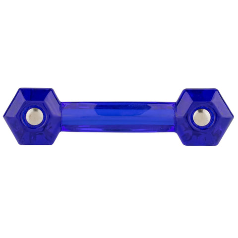 Truly Legendary Depression Era Cobalt Blue Glass Hexagonal Bridge Drawer Pull With Slick Chrome Mounting Hardware For Top Shelf Vintage Furniture And Antiques Exactly 3 Inch Centers