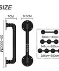 9 Foot Heavy Duty Wrought Iron Handrail For Stairs And Steps Black Metal Grab Bar dimensions and mounting details
