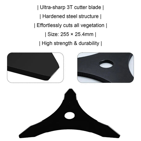 Heavy Duty Trimmer Head With 6 Blade Razors And 3 Tooth Brush Cutter Blade, Universal Steel Blades Kit With Adapter, 3T cutter blade shown