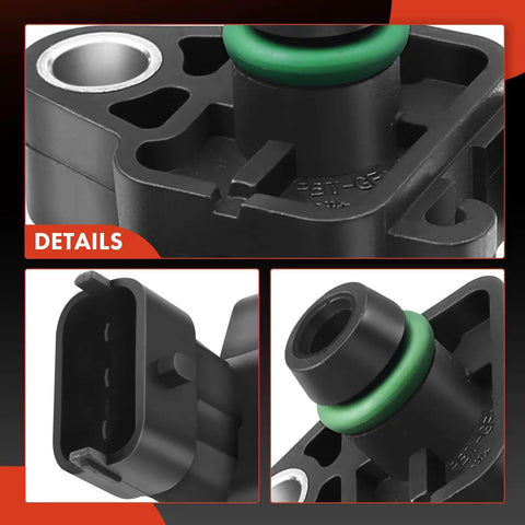 Engine MAP Sensor Absolute Pressure For GM Trucks And SUVs Fits Canyon Envoy Savana Sierra Terrain Yukon 2008 To 2021 Including 1500 2500 3500 HD Direct Fit Premium Replacement Workhorse Quality, black plastic sensor with green O-ring
