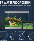 IP67 waterproof 4.3 Inch Borescope With Light Endoscope Camera, 1080p HD, IPS display underwater in aquarium with accessories