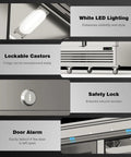 Next Level 3 Door Reach In Commercial Freezer 72 Cu Ft 82 Inches Wide features LED lighting, lockable casters, safety lock, door alarm.