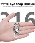 Hand holding Heavy Duty 316 Stainless Steel Snap Shackle With Quick Release Carabiner for Sailboat Rigging Halyard Swivel Shackle.