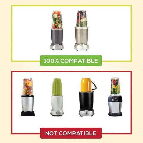 Image showing compatible and non-compatible blender models for Top Notch Eight Piece Blender Replacement Blade Kit For 600W And 900W.