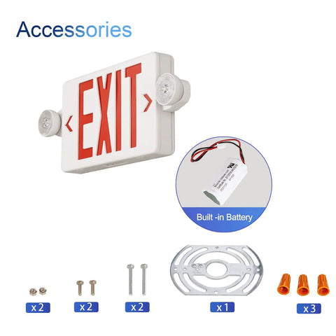 Red Exit Sign With Emergency Lights Battery Backup UL Listed 120/277V Commercial Emergency Lighting Kit 4 Pack
