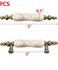 Ceramic Cabinet Pulls Marble Pattern 3 Inch Center Holes Antique Brown Granite Look Drawer Knob Pulls Pack Of 6