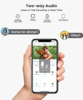 Smartphone showing two-way audio feature of Solar Powered Wireless Outdoor Security Camera System With 360 Degree PTZ, Spotlight And Siren, 5MP Color Night Vision, 2.4Ghz Wireless, Alexa Compatible, AI Motion Detection, Custom Alarm Zones, Easy DIY Home Surveillance No Brainer Setup.