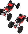 Beefy 330mm Wheelbase Rock Crawler Frame Chassis with SCX10 Axles Nylon Roll Cage Independent Shocks Steel Gears, top view red.