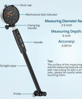 Pro Grade Dial Bore Gauge 2 To 6 Inch Kit With 0.001 Inch Accuracy And 0.25 Inch Dial Indicator, labeled diagram