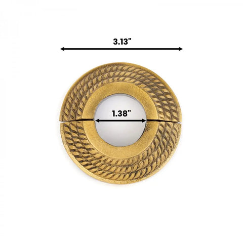 Aluminum Escutcheon Plate 3.13 Inch Outer Diameter Radiator Flange With Lacquered Antique Gold Finish, top view
