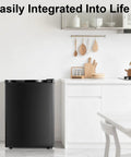 Compact 2.1 Cubic Foot Upright Freezer Featuring Precision Temperature Controls And Sturdy Removable Shelves in modern kitchen.