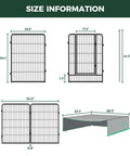 Size information for Hassle Free Quick Setup Dog Playpen With Detachable Sun Shade For Road Trips, dimensions outlined clearly.