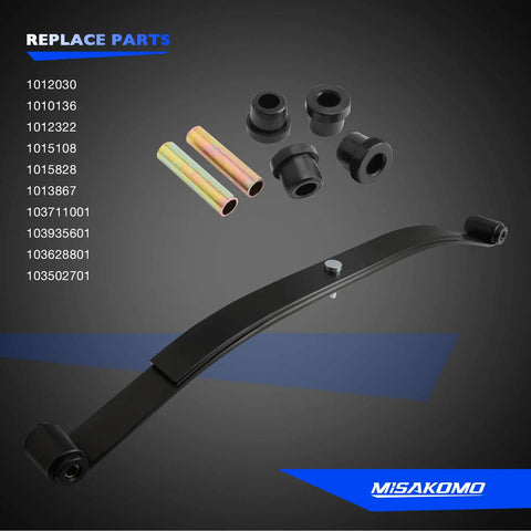 Heavy Duty Front Twin Leaf Springs For Golf Cart Suspension Upgrade With Massive Cargo Capacity And Tough Corrosion Resistant Steel Build For A Super Smooth Ride And Slick Neighborhood Cruising. Replacement parts including bushings and bolts.