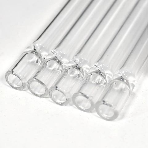 Five Piece Beefy Borosilicate Glass Tubes, 4 Inch Length, 2mm Wall Thickness, High Heat Resistant for Lab DIY Industrial Use, close-up view