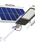 JUDYSSY 1000W Solar Street Lights Outdoor with Led Bright Lamp, showcasing solar panel and flood light dimensions.