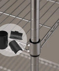 54 Pack Wire Shelf Lock Clips For 1 Inch Post Shelving Black ABS Plastic And Metal Replacement Clips For Metro Thunder Group Alera And More Heavy Duty And Secure visible on a metal shelf post and rack.