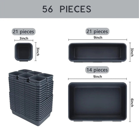 56 Pack Pro Grade Anti Slip Tool Box Organizer Kit With 96 Non Slip Pads showing 56 trays in three sizes