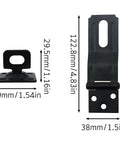 Heavy Duty Zinc Steel Swivel Safety Latch 2 Pack With Mounting Brackets Screws And Turn Knob Universal Fit dimensions 122.8mm and 39mm.