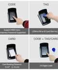 TC175P Touch Panel Wired Keypad for Gate Access and Door Control showing code, tag, and card usage options.