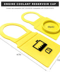 Engine Coolant Reservoir Cap Overflow Tank Cover OEM 55111074AA 52079331 yellow PE material front and back view