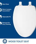 Top view of Ashland Modern Wood Toilet Seat With Decorative Edge Slow Close Quiet Close Secure Hinges That Wont Wiggle Elongated White